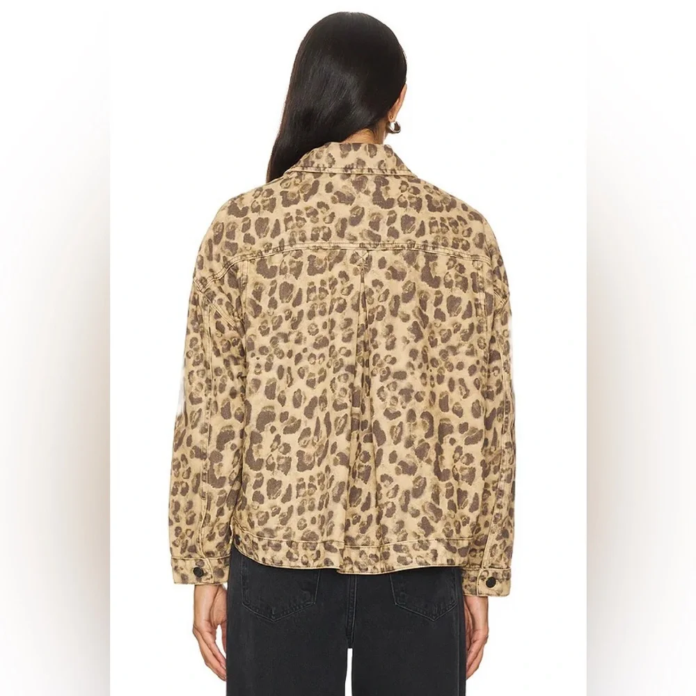 We The Free People Opal Swing Denim Jacket Leopard Print Size S - Picture 4 of 10